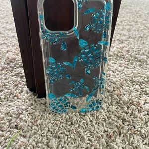 Clear Phone Case with Blue Turtle Design